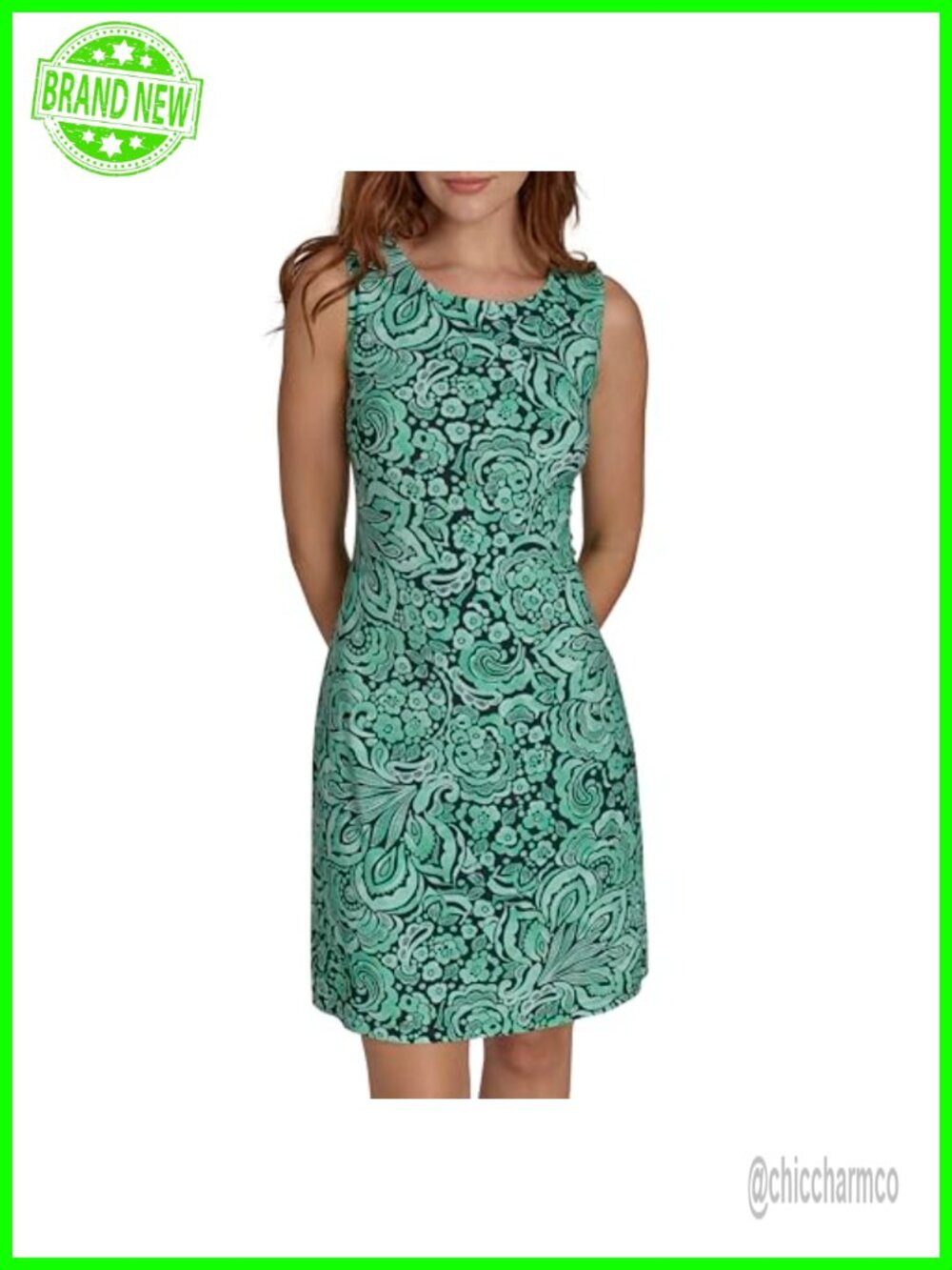 Sleeveless Floral Print Jersey Shift Dress Casual Travel